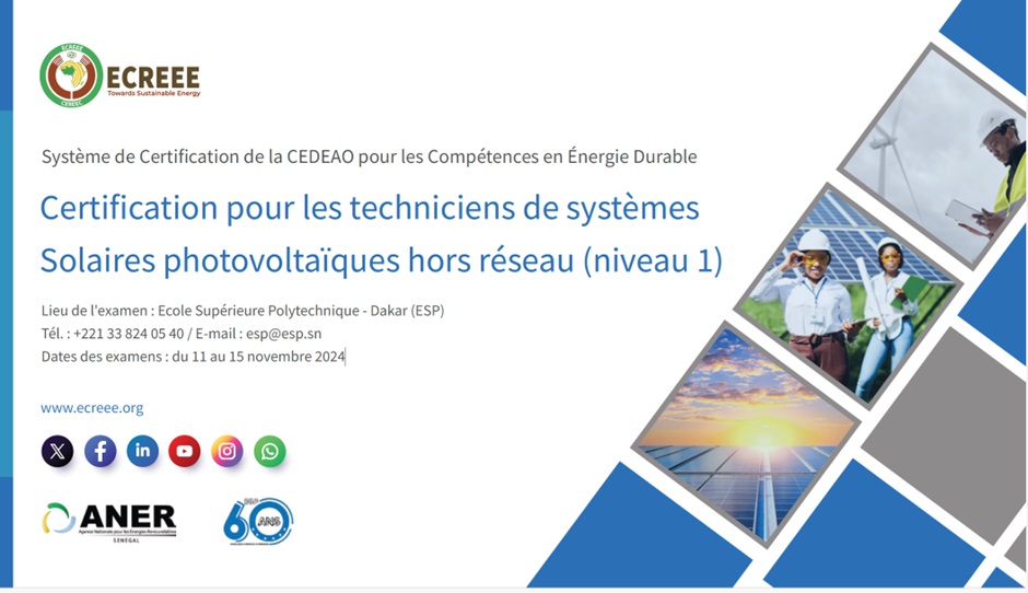 O CEREEC irá realizar o terceiro exame de certificação para instaladores solares fotovoltaicos no Senegal.